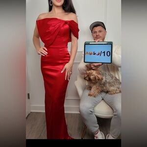 Elegant Red Off-Shoulder Dress